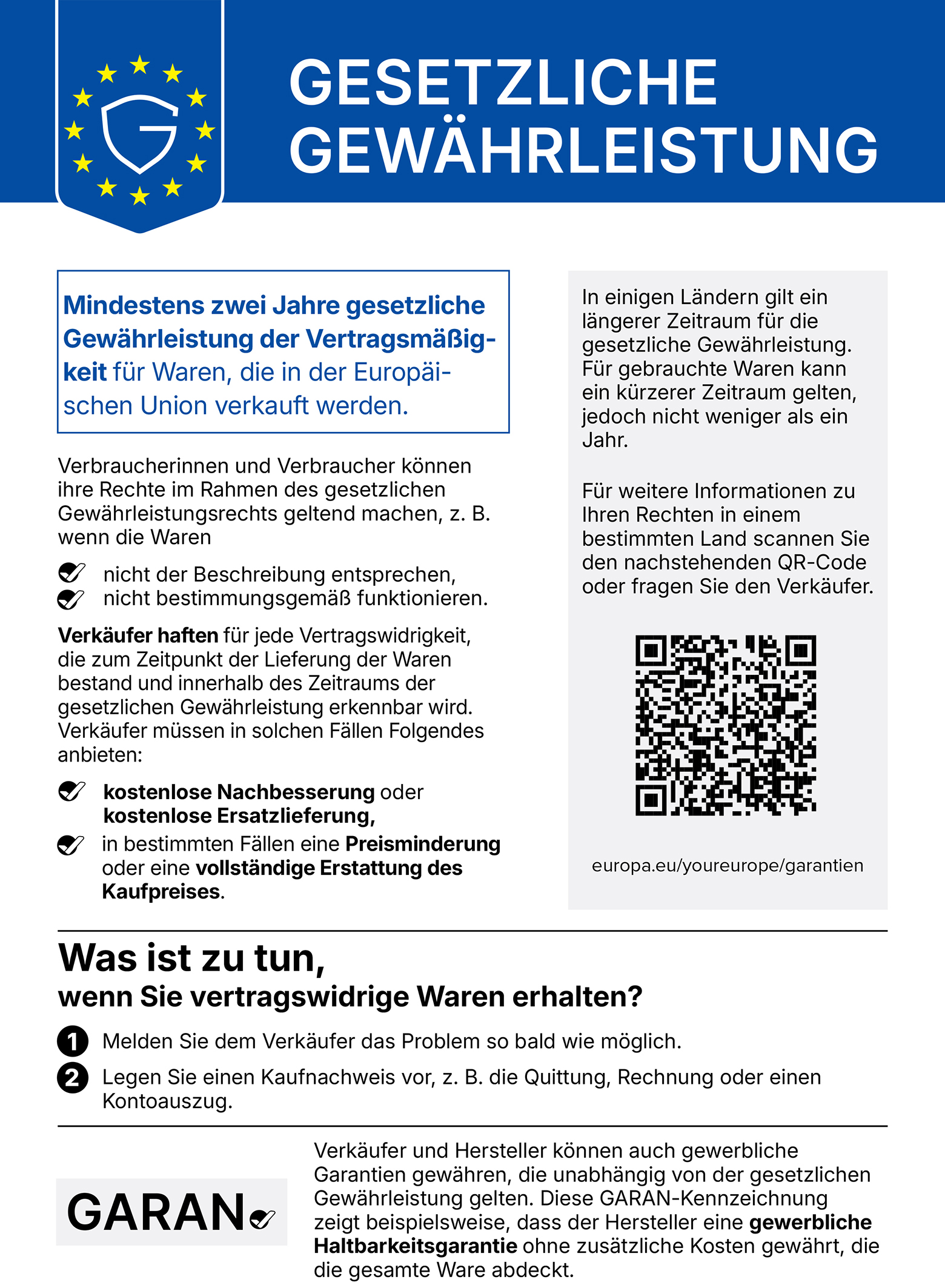 Gewährleistungen und Garantien